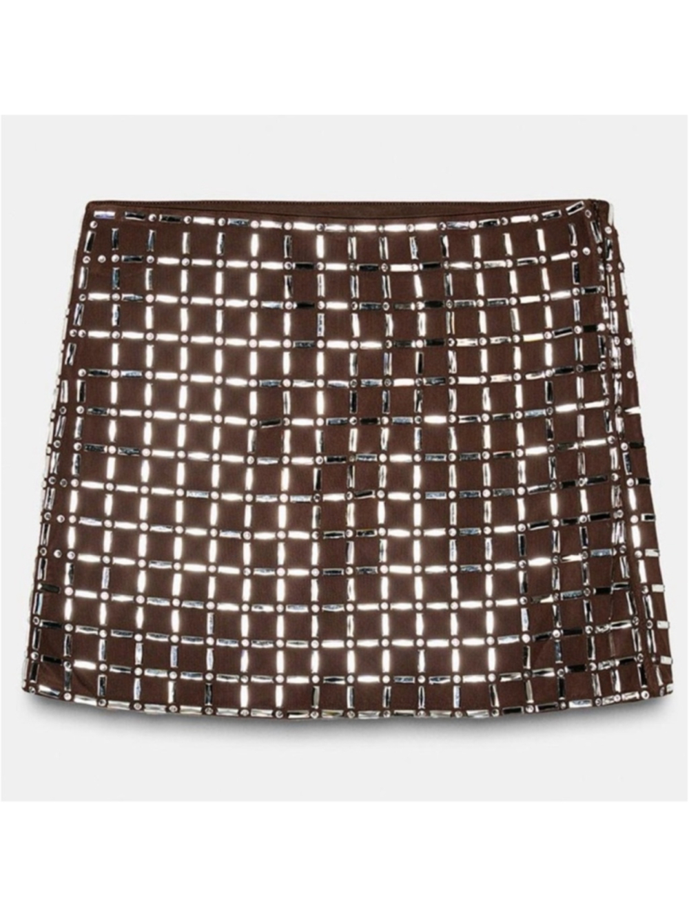 Zara Brown Sparkly Mini Skirt part of Coord Matching Skirt Set L NWT - Picture 5 of 6